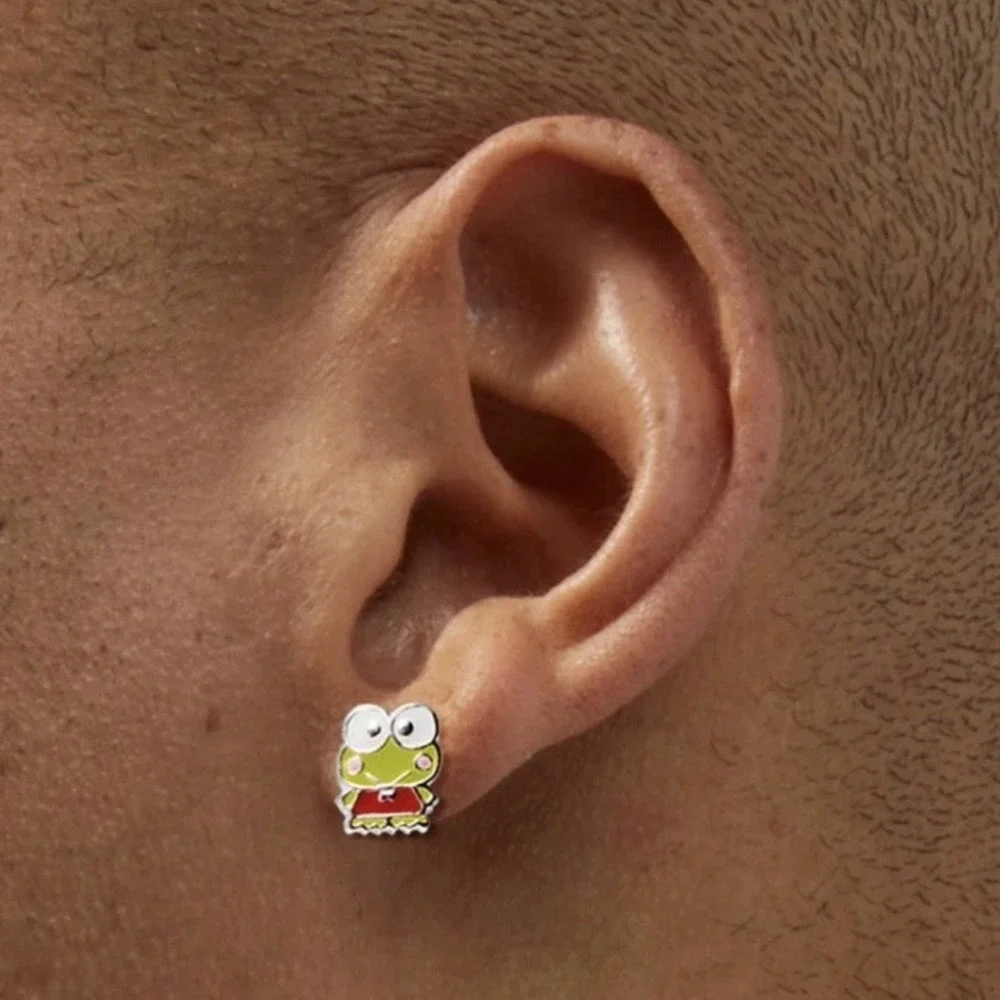 Keroppi Sterling Silver Plated Charm‎ Earrings Kawaii Anime NEW